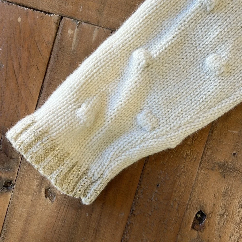 Jacadi cream knit Pom Pom sweater dress